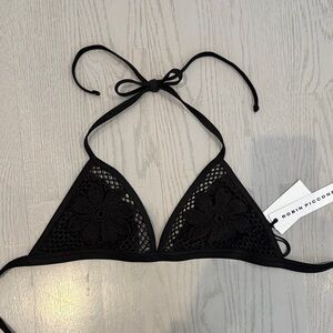 Robin Piccone Elegant Black Floral Bikini Top